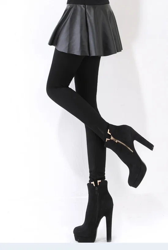 New women's women's pants PU leather stitching leggings - Black Milk Shreds