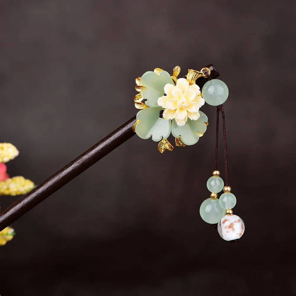 Qipao performance glass jewelry ancient style hairpin