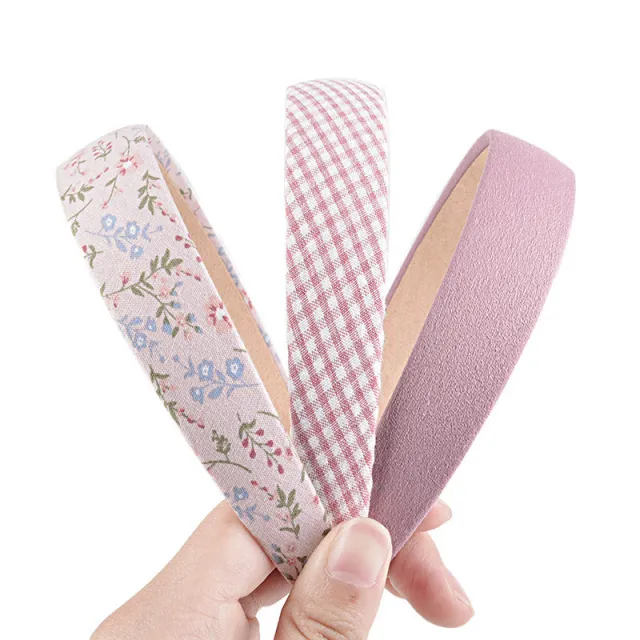 Floral Fine Hair Band Set Fabric Printing Headband Pink - Shop at LoveMi