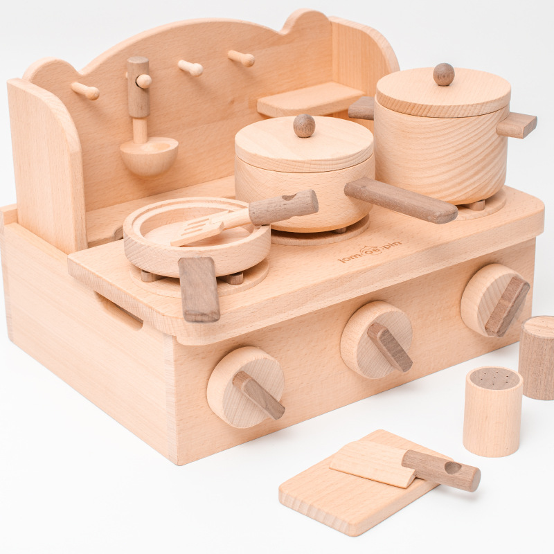 Set de cuisine jouet en bois pour enfants — 15 accessoires dinette 1