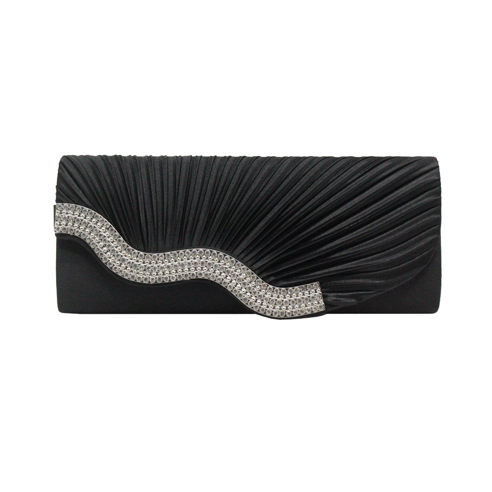 Rhinestone pleated clutch Black - Shop at LoveMi