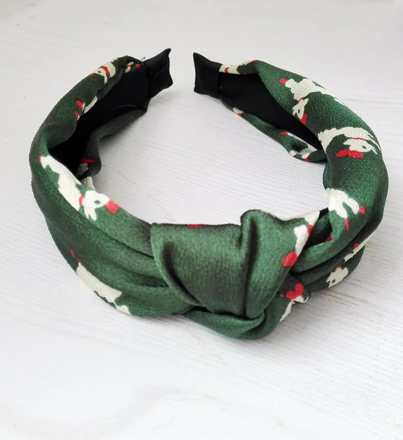 Cute And Sweet Big Red Cross Headband Knotted Headband - Green