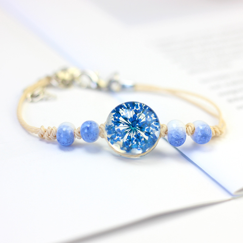 Glass ball immortal real flower bracelet