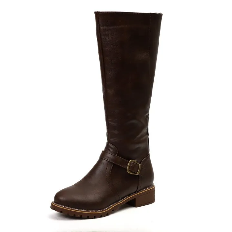 Women's long zipper boots - Brown