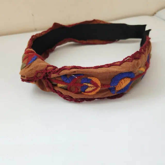 Knotted Hair Band In The Middle of Leather Velvet Embroidery Flowers 4Style - Shop at LoveMi