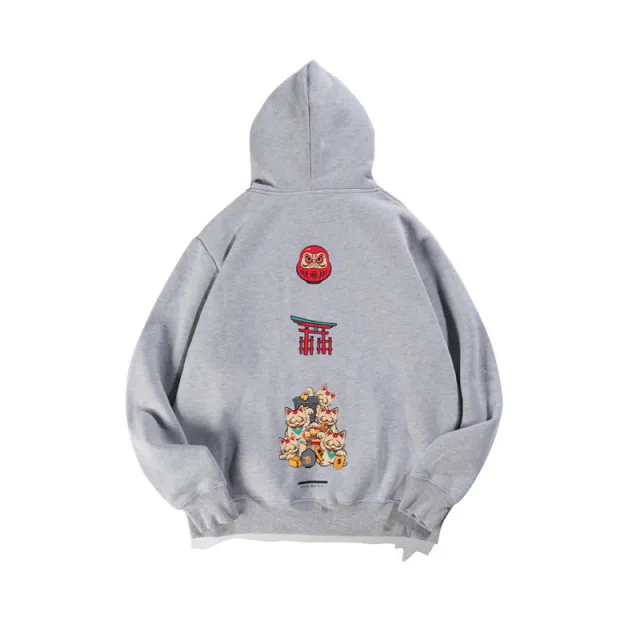 Long sleeved loose casual loose hooded sweater Grey - Shop at LoveMi