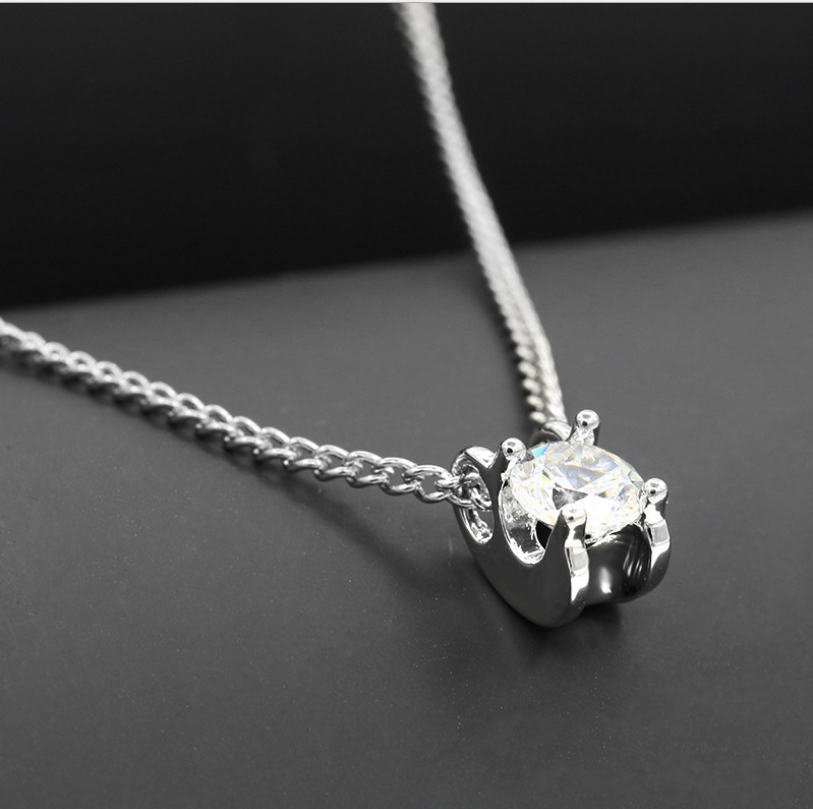 Fine jewelry women's short elegant clavicle chain zircon simple pendant