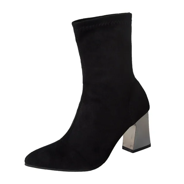 Chunky heel fashion short boots Black - Shop at LoveMi