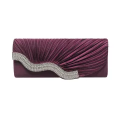 Rhinestone pleated clutch - Purple - View 1