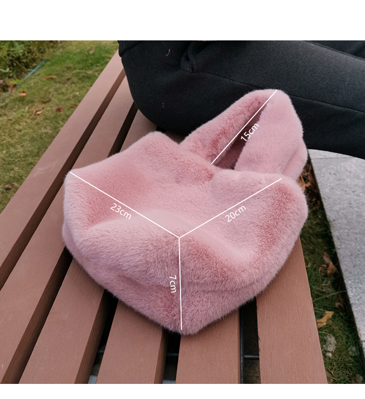 Imitation Rex Rabbit Mink Fur Handbag