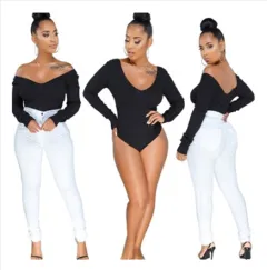 Women's Fashion Se Deep Artle Bring Long se Hole Jum - Black - View 1
