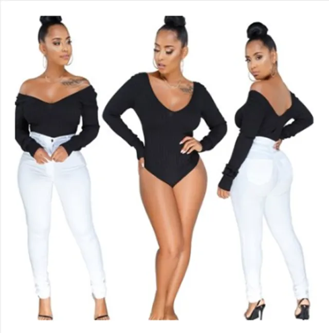 Women's Fashion Se Deep Artle Bring Long se Hole Jum Black - Shop at LoveMi