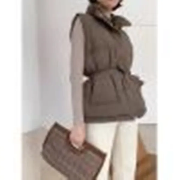 Thickened down cotton vest Khaki - Shop at LoveMi
