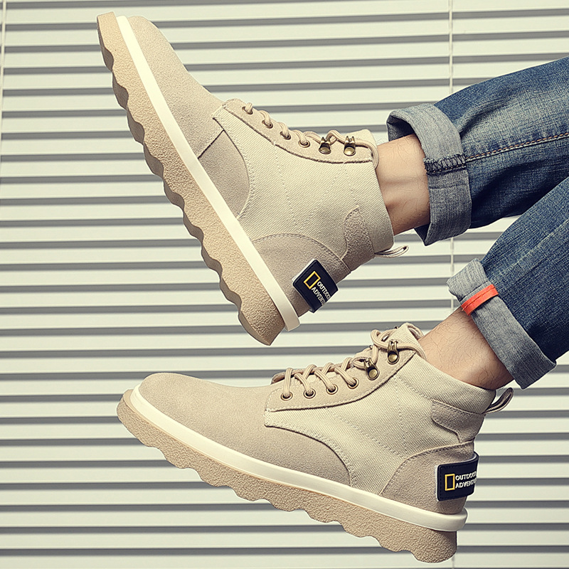 Leather Martin boots mid-high military boots autumn