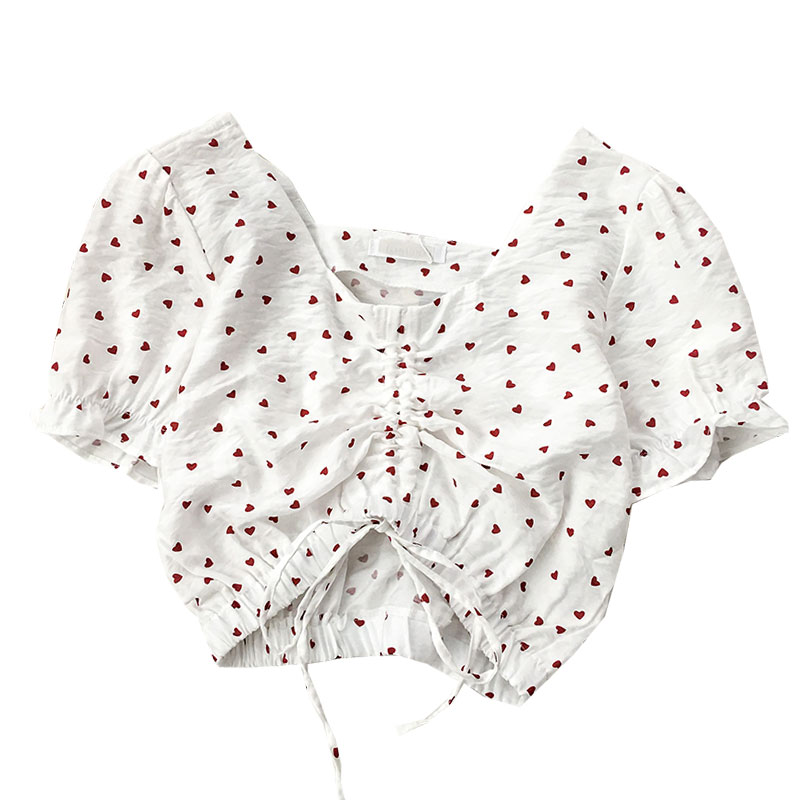 Designed clavicle drawstring short sleeves