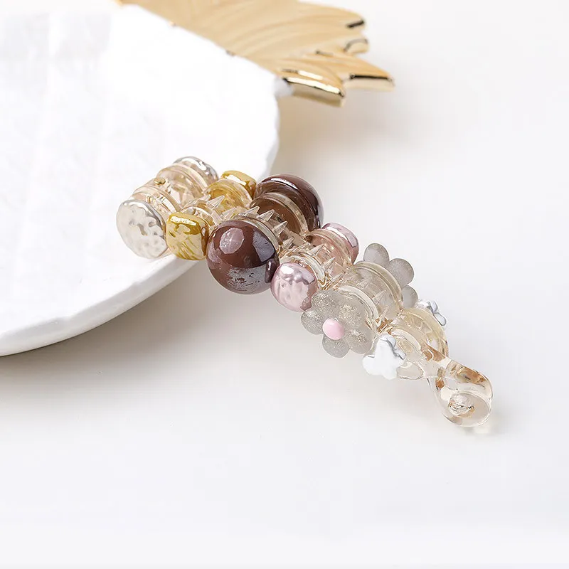 South Korean color clip with banana hair clip - Brown