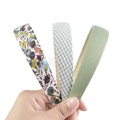 Floral Fine Hair Band Set Fabric Printing Headband - Green - View 1