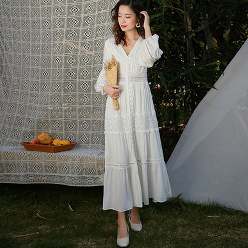 Long-Sleeved Lace A-Line Dress, picture 7 of 7