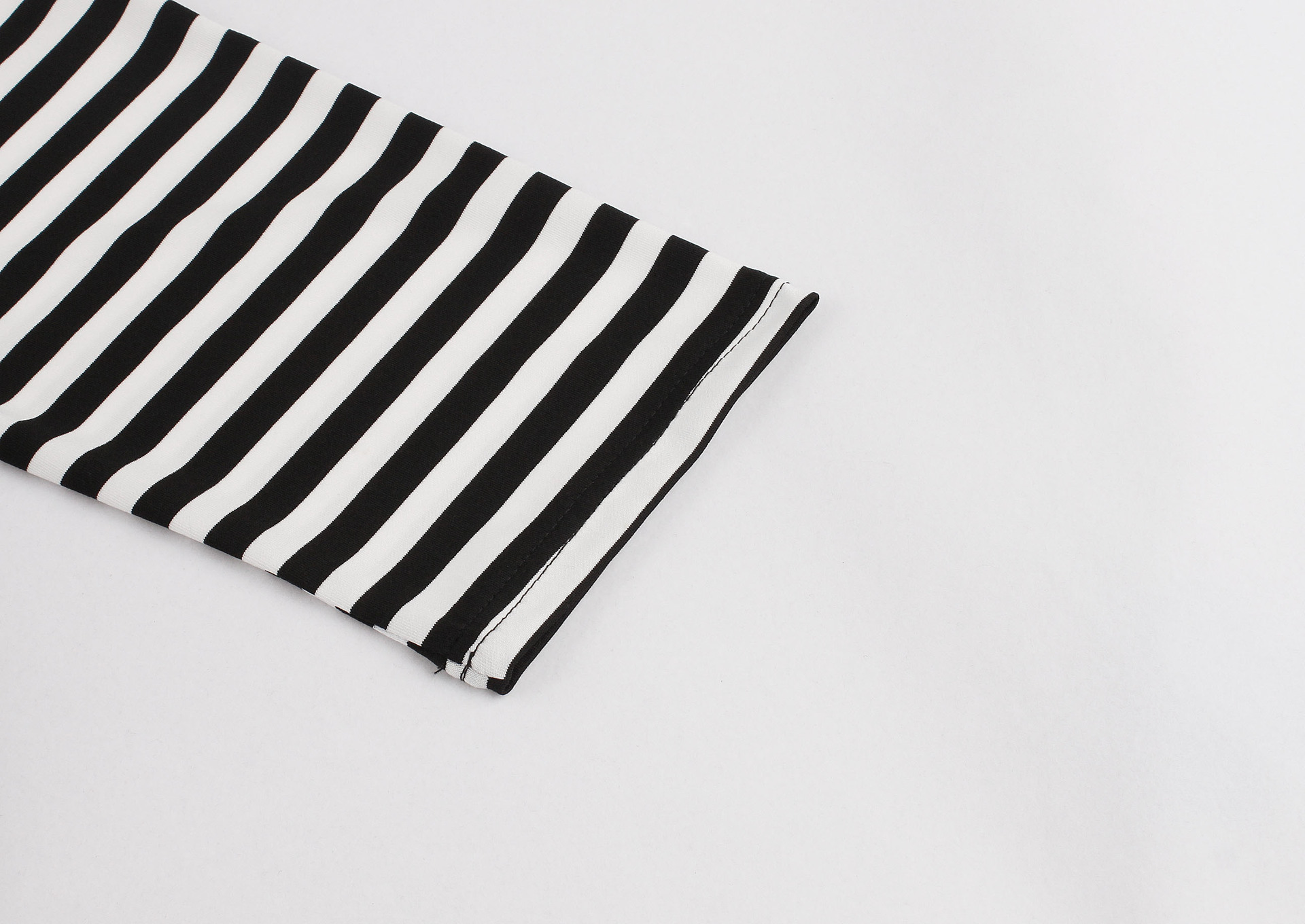 Retro Mid-length Round Neck Sleeve Striped Dress Puff Skirt