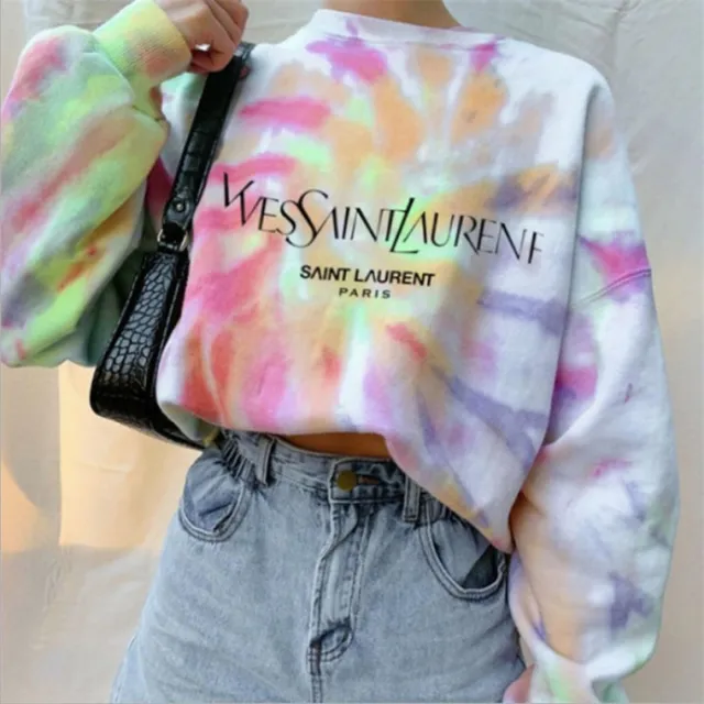 Printed round neck long sleeve T shirt sweatshirt Color - Shop at LoveMi
