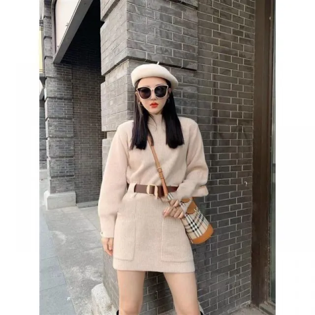 Knit bottoming dress White - Shop at LoveMi