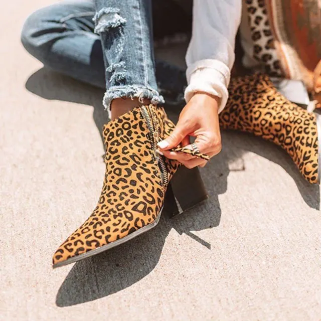 Explosive high heeled thick heeled Martin boots women Leopard - Shop at LoveMi