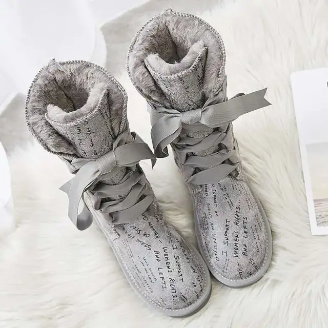 Women's high top snow boots Grey - Shop at LoveMi