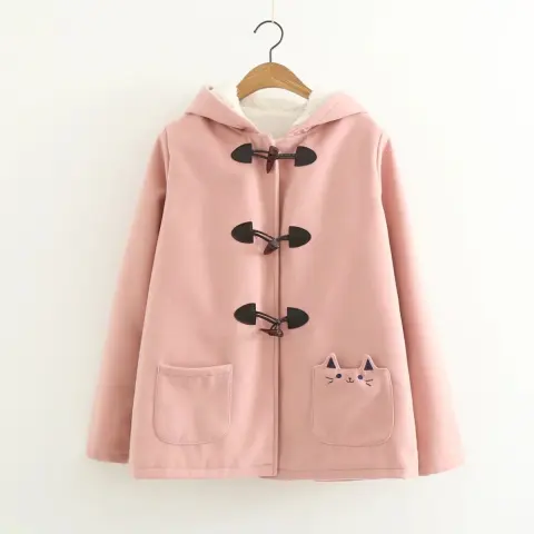 Horn Button Plus Fleece Coat