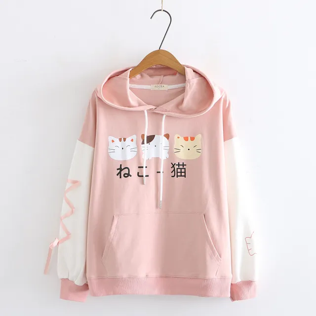 Cat printed sweater top for women Pink - Shop at LoveMi