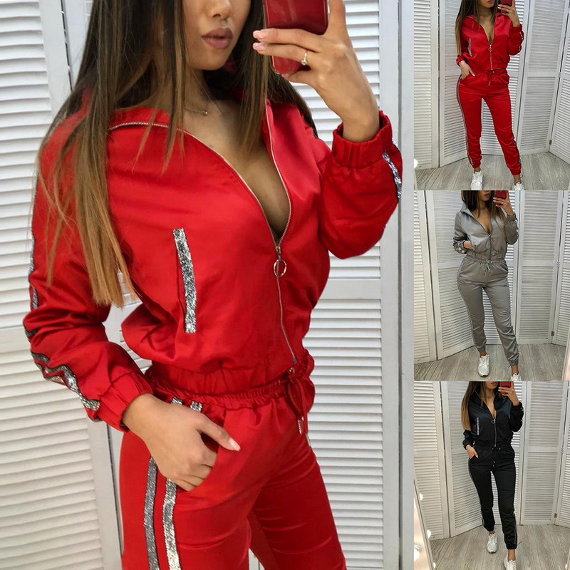 Women's stitching sports two-piece suit