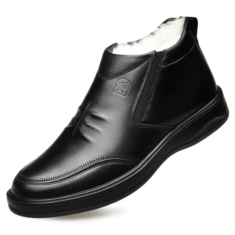 Old head cotton shoes men's winter leather casual high top