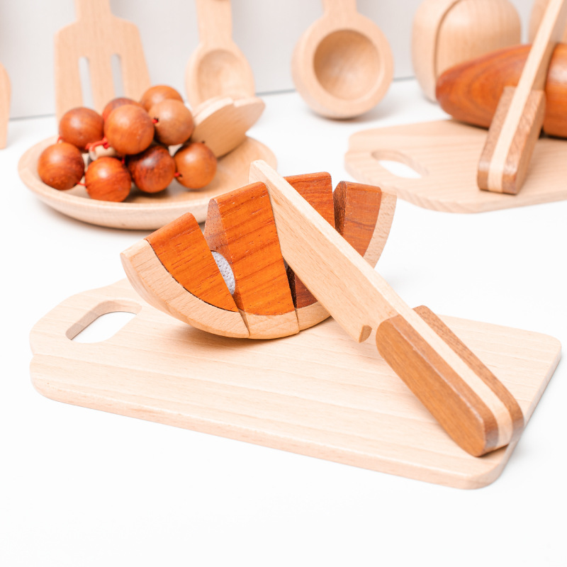 Set de cuisine jouet en bois pour enfants — 15 accessoires dinette 4