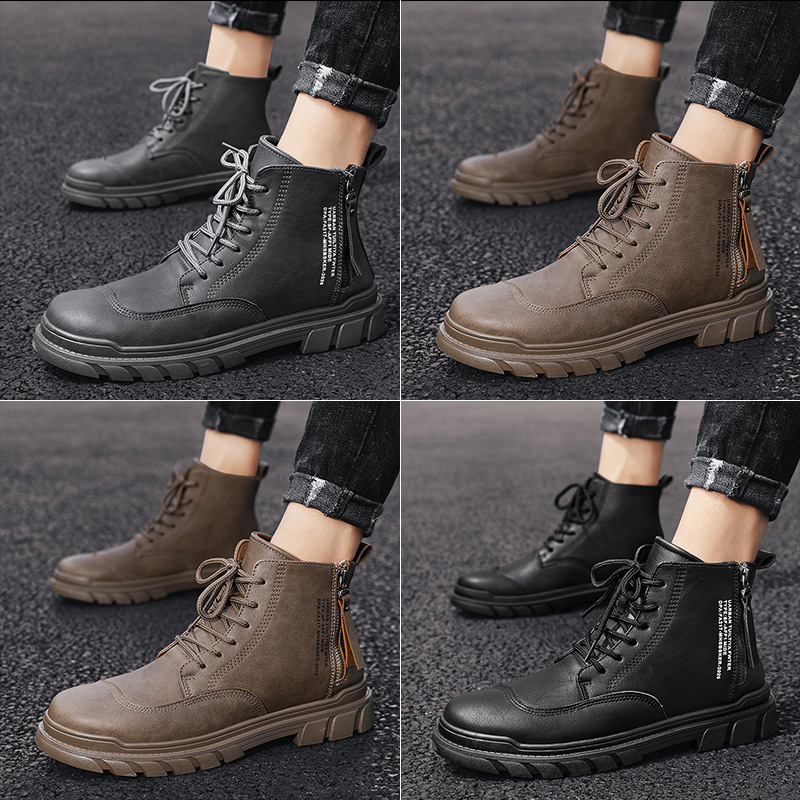 High-top tooling men's boots British style desert shoes