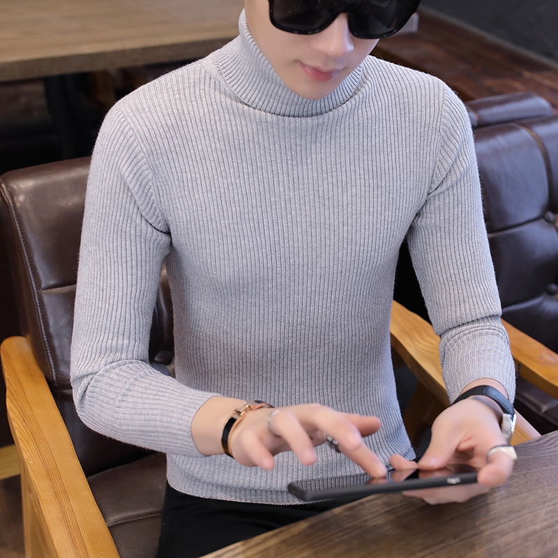 Men's Slim Solid Color Turtleneck Sweater