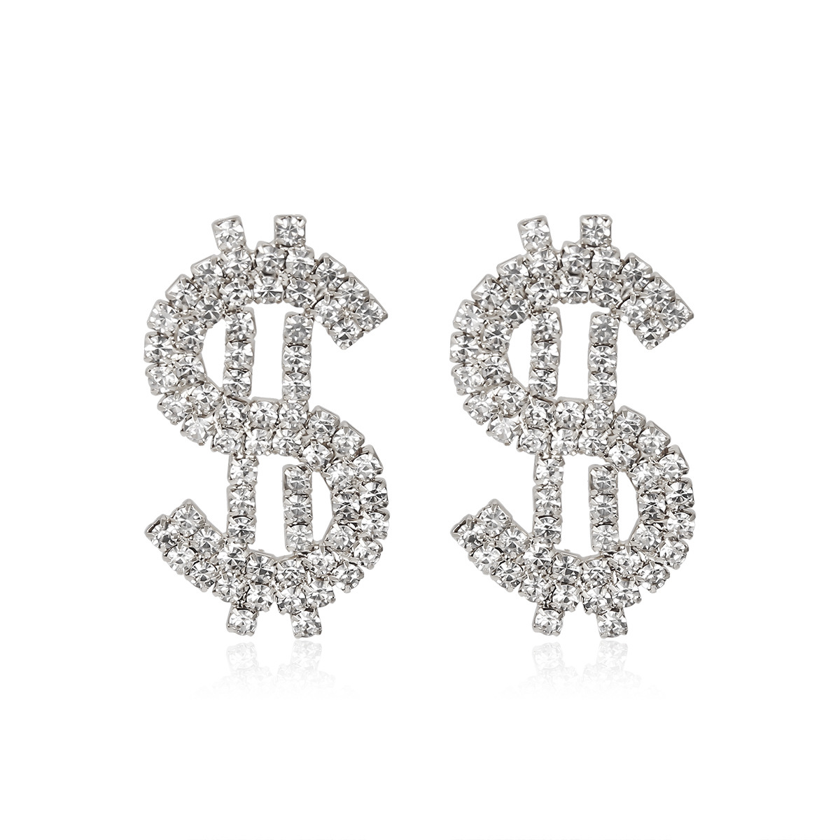 Exaggerated dollar rhinestone earrings