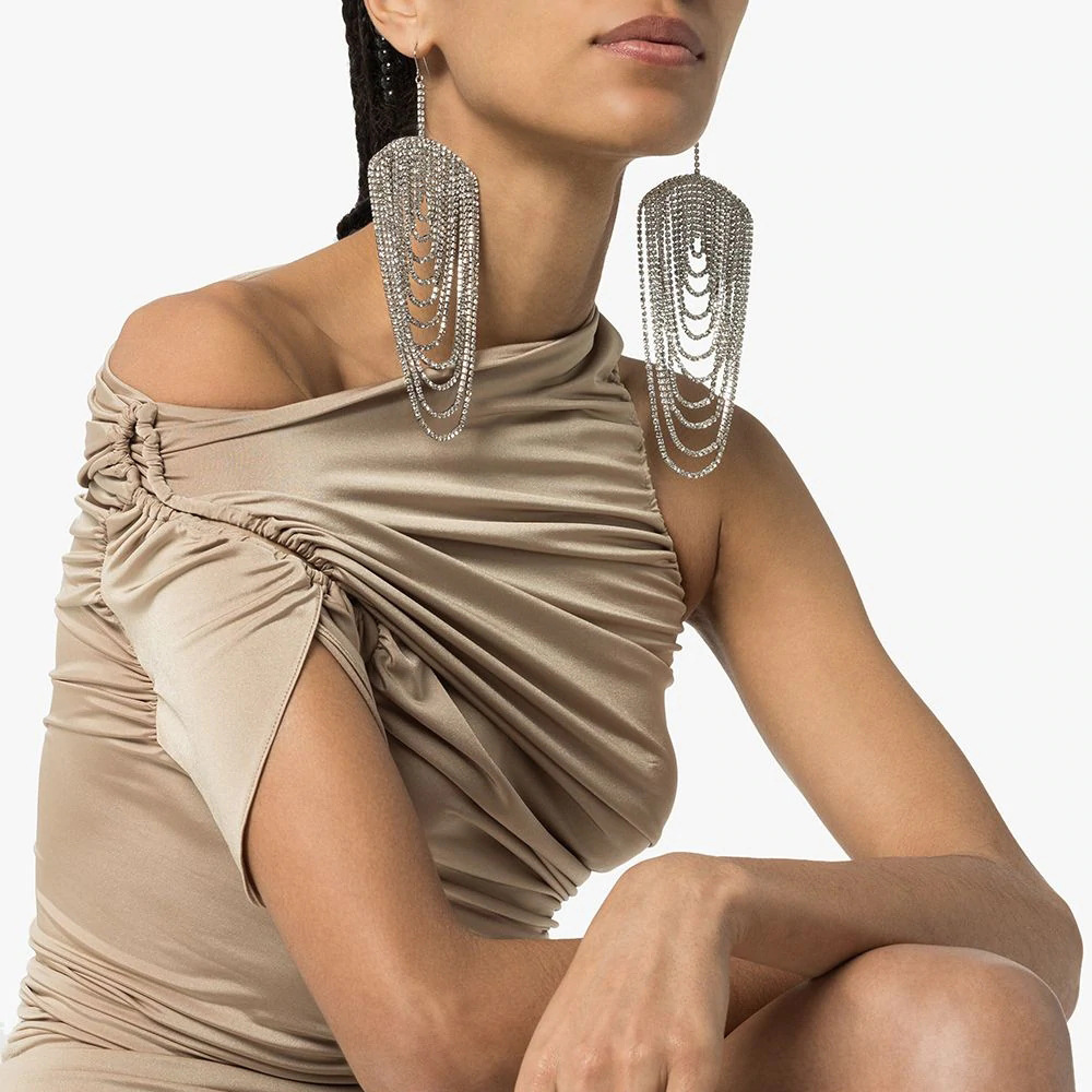 Diamond tassel earrings