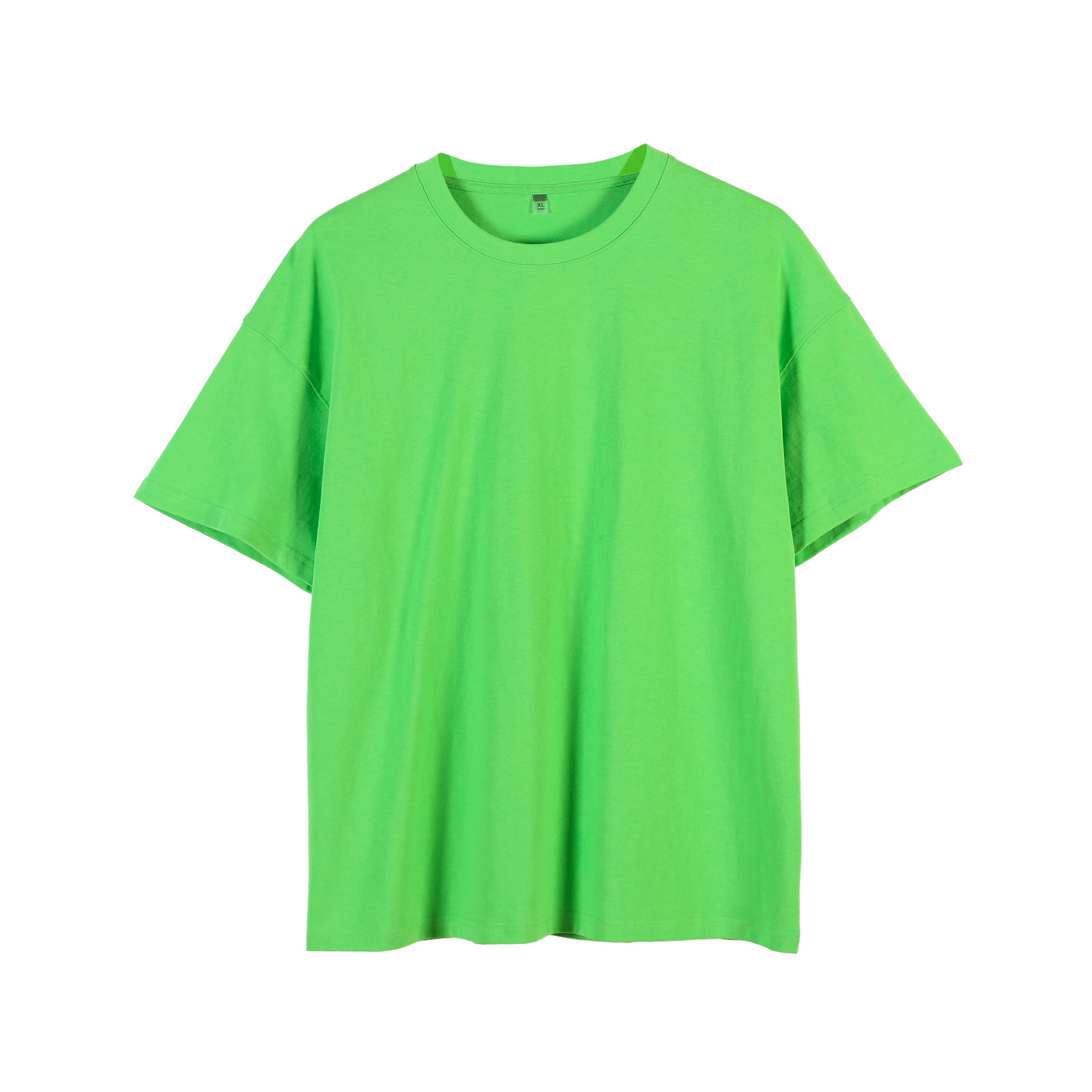 Solid color cotton and linen crew neck T-shirt