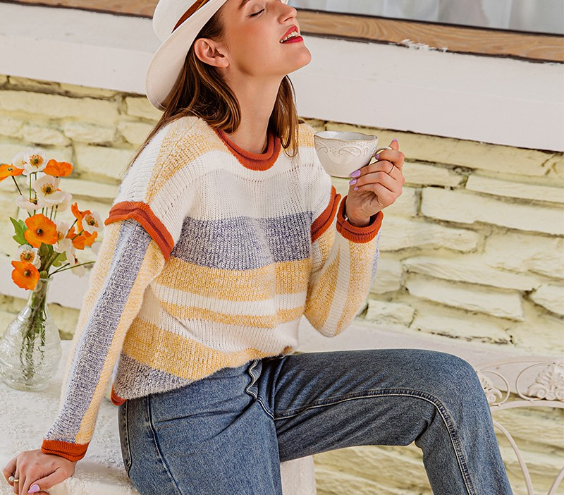 European and American striped pullover sweater