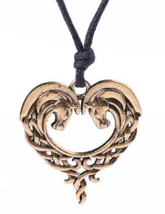 Horse pendant I love you peach heart necklace - Golden - View 1