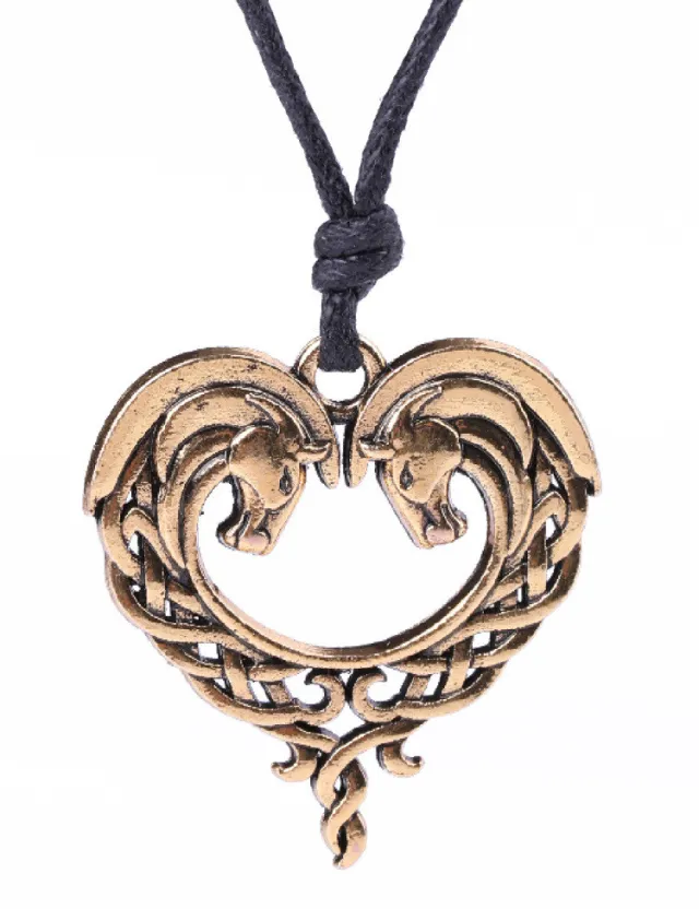 Horse pendant I love you peach heart necklace Golden - Shop at LoveMi