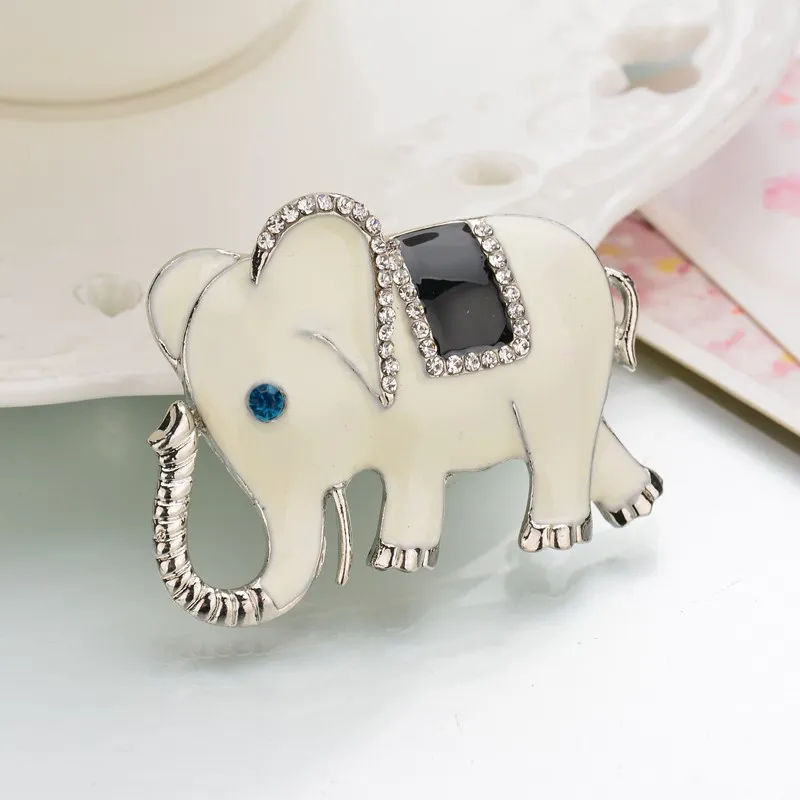 Elephant Christmas brooch - White