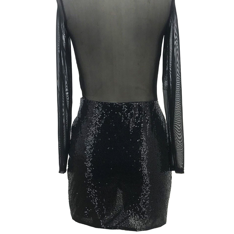 Sequined See-Through Bag Hip Nightclub Skirt