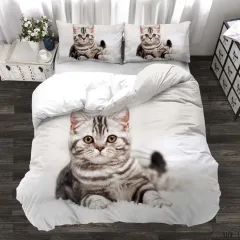 Three-piece Animal Cat and Dog Realistic Quilt Cover - 015Style - View 1