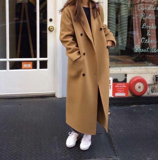 Women's long coat with suit collar Camel - Shop at LoveMi