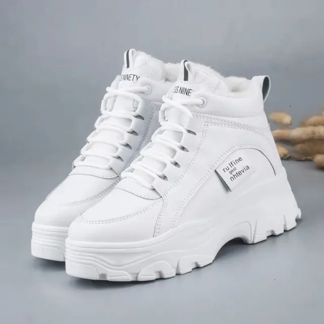 Ladies Plus Velvet Thick Sports Cotton Shoes White - Shop at LoveMi