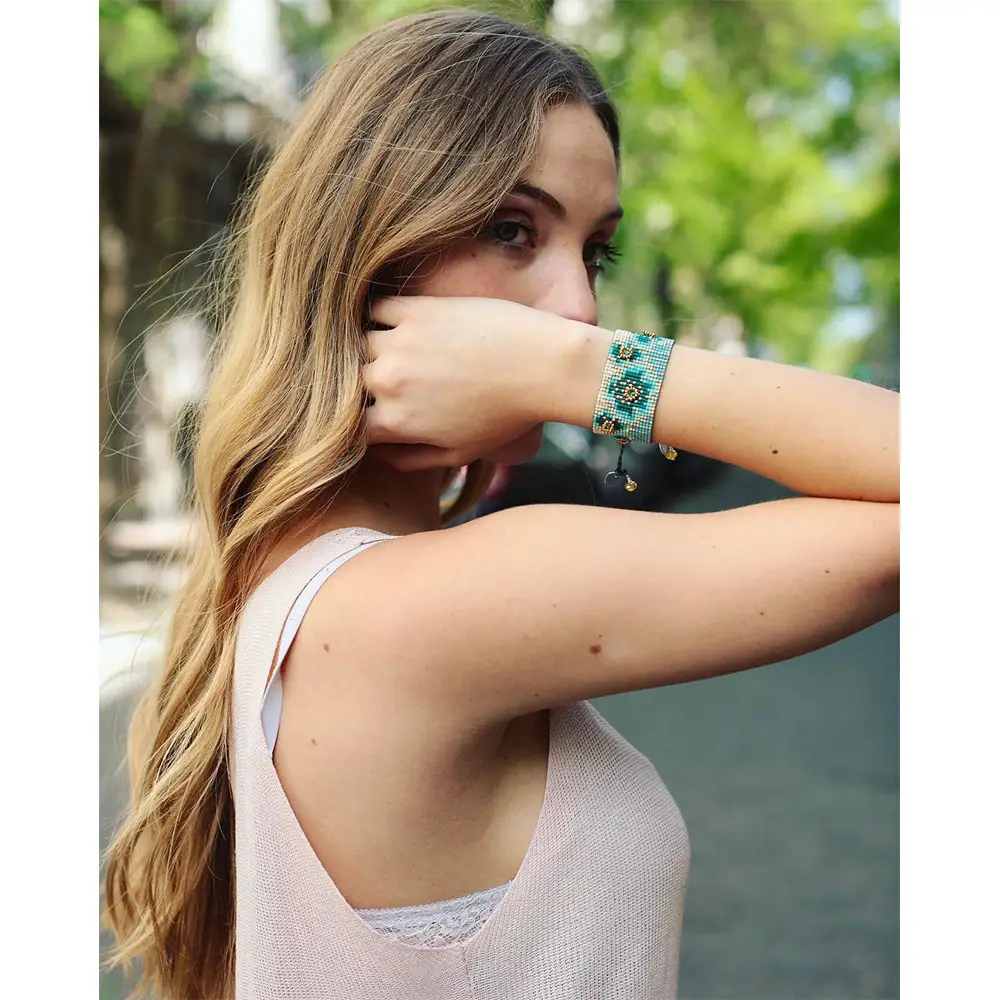 Bohemian ethnic Miyuki rice beads couple bracelet