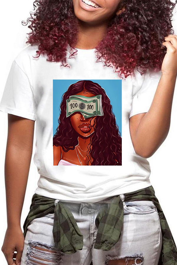 Girl character print short sleeve