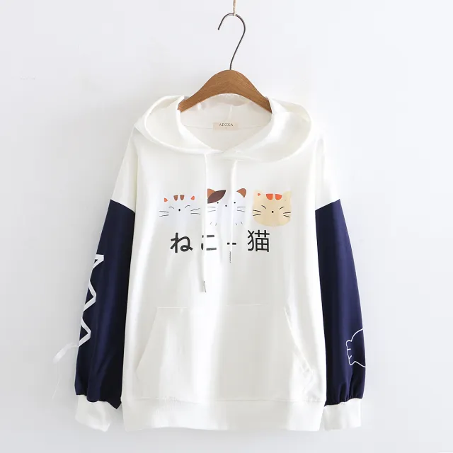 Cat printed sweater top for women White - Shop at LoveMi