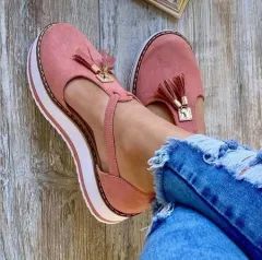 Tassel Flats Shoes Women Spring Summer Sandals - Pink - View 1