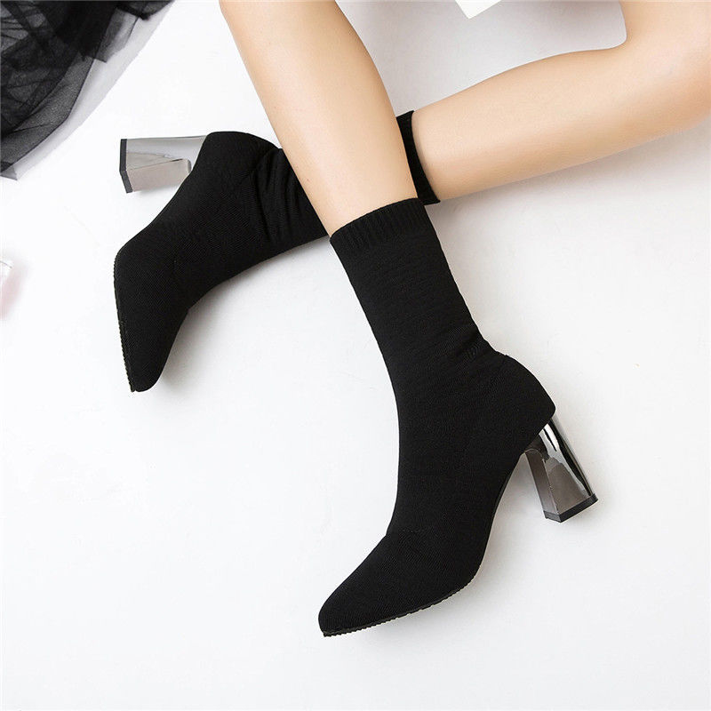 Socks pointed toe boots